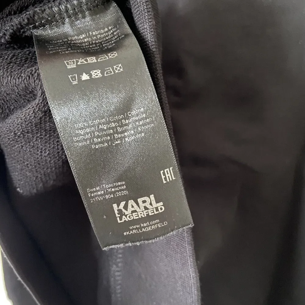 Karl Lagerfeld Paris Black Circle Logo Sweatshirt Jumper UK Size Medium Cotton - Picture 11 of 12